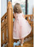 Pleated Tulle Floral Flower Girl Dress